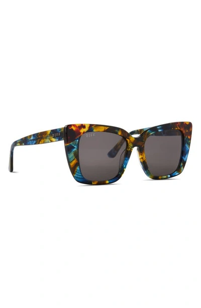 Shop Diff Lizzy 54mm Polarized Cat Eye Sunglasses In Blue Multi
