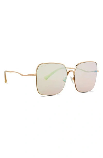 Shop Diff Clara 59mm Mirrored Square Sunglasses In Gold/ Coral Mirror