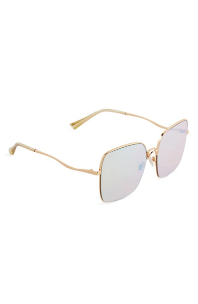 Shop Diff Clara 59mm Mirrored Square Sunglasses In Gold/ Coral Mirror