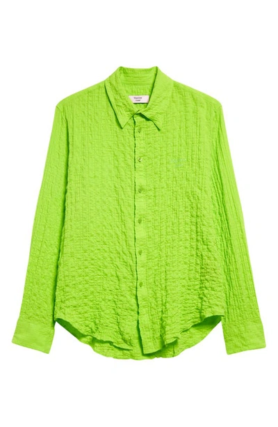 Shop Martine Rose Classic Textured Stretch Cotton Button-up Shirt In Fluro Green