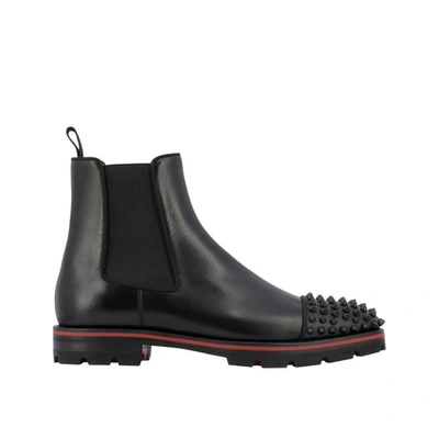 Shop Christian Louboutin Leather Ankle Boots In Black