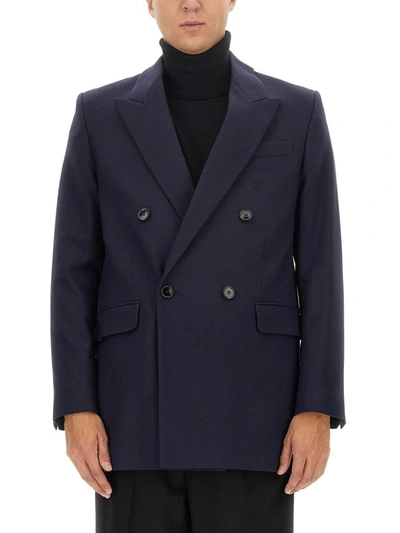 Shop Ami Alexandre Mattiussi Ami Paris Double-breasted Jacket In Blue