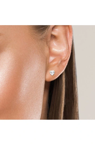 A & M 14k Yellow Gold Cubic Zirconia Heart Stud Earrings In Yellow / White