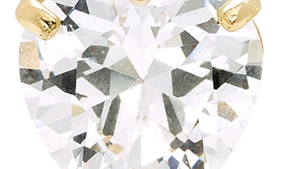 A & M 14k Yellow Gold Cubic Zirconia Heart Stud Earrings In Yellow / White