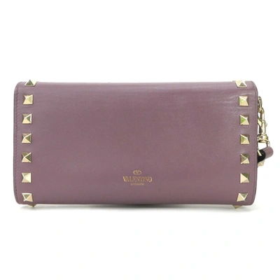 Shop Valentino Garavani Purple Leather Wallet  ()
