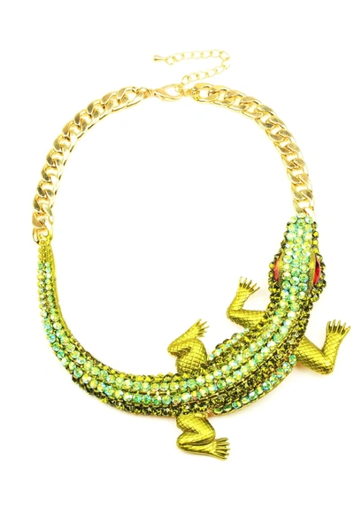 Eye Candy La Gecko Crystal Statement Neck In Gold