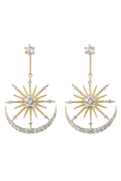 Eye Candy La Celestial Cz Crystal Drop Earring In Gold
