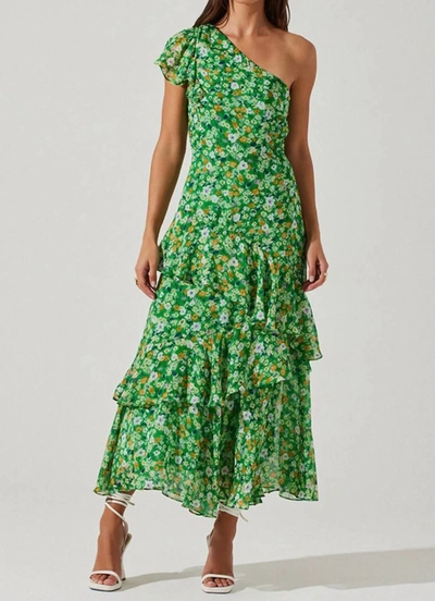 Shop Astr Victoriana Dress In Green Floral