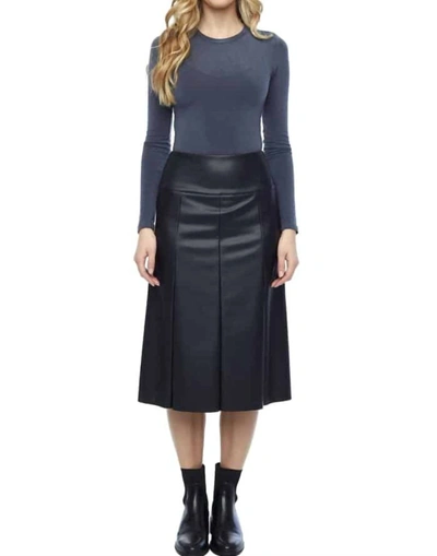 Shop Iltm Gal Vegan Leather Midi Skirt In Black