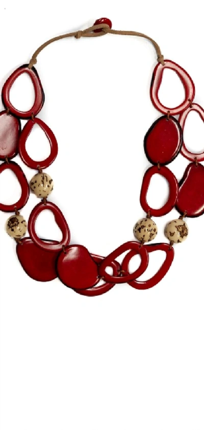 Shop Tagua Jewelry Vittoria Necklace In Red