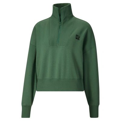 Shop Puma Women's Infuse Half-zip Oversized Sweatshirt In Green