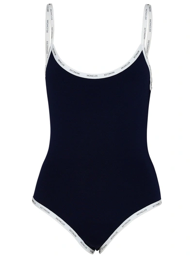 Shop Moncler Blue Nylon Blend One-piece Swimsuit
