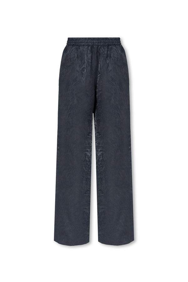 Silk Satin Logo Jacquard Wide Pants