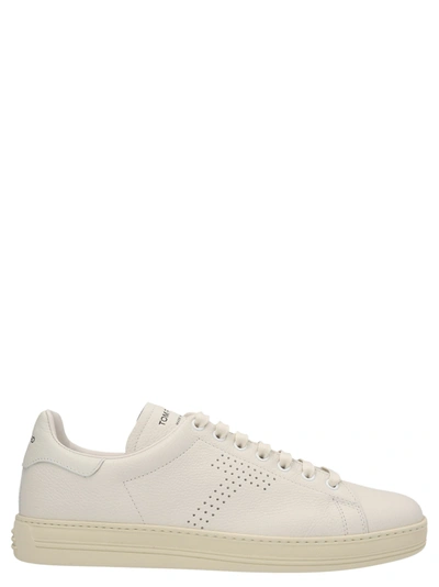 Shop Tom Ford Logo Mesh Sneakers In Butter