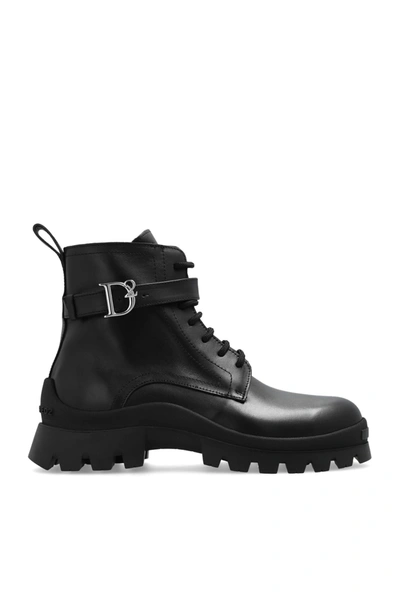 Shop Dsquared2 Leather Ankle Boots In Nero