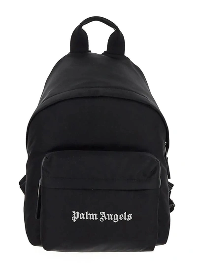 Shop Palm Angels Logo Embroidery Backpack In Black