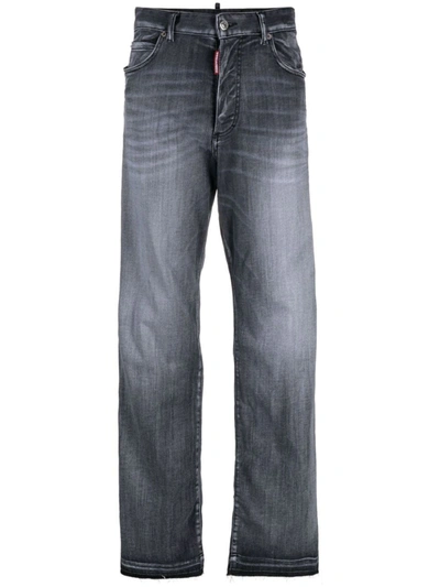 Shop Dsquared2 Grey Cotton Blend Jeans In Grigio
