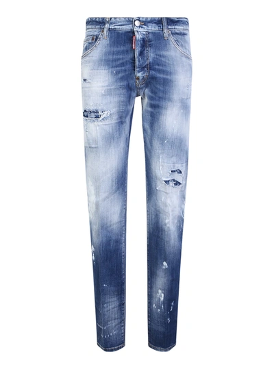 Shop Dsquared2 Bleached-wash Blue Jeans