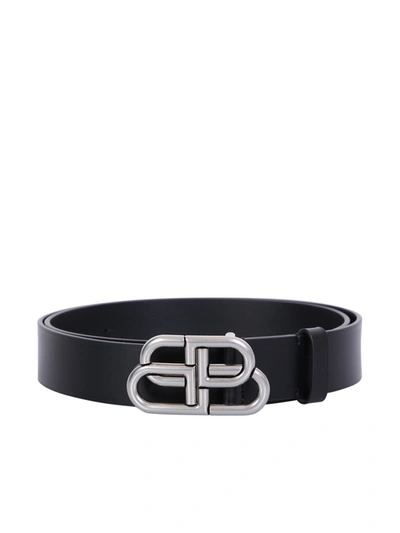 Shop Balenciaga Bb Logo Belt In Black