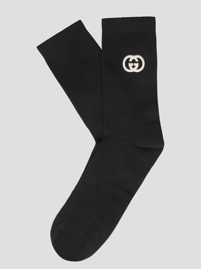 Shop Gucci Interlocking G Cotton Blend Socks In Black