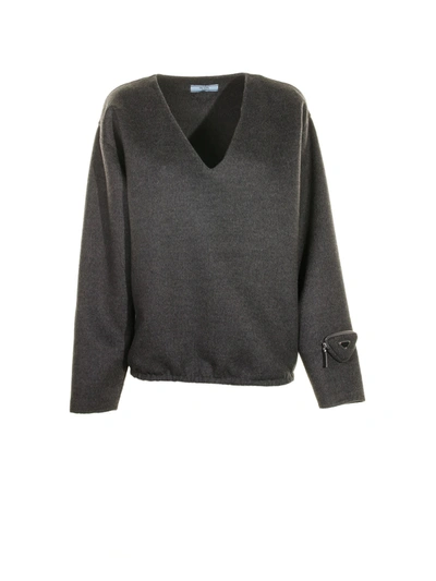 Shop Prada V-neck Sweater In Ardesia
