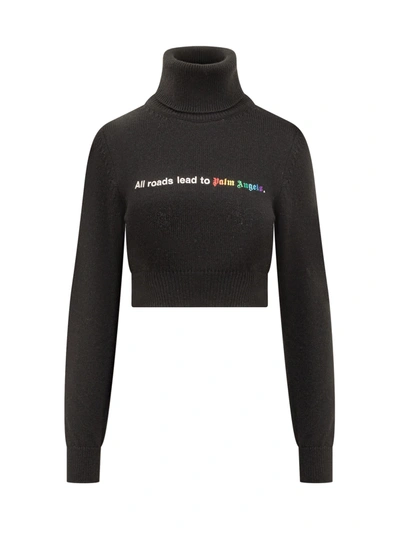 Shop Palm Angels Turtleneck Sweater In Black White