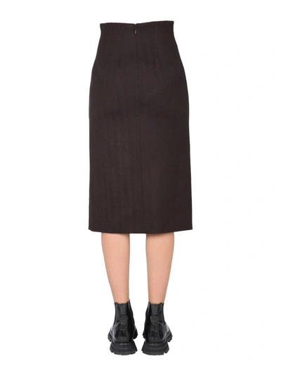 Shop Alexander Mcqueen High Waisted Skirt In Brown
