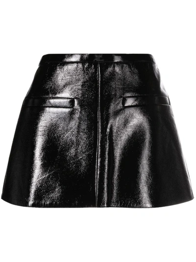 Shop Courrèges Vinyl Mini Skirt In Black