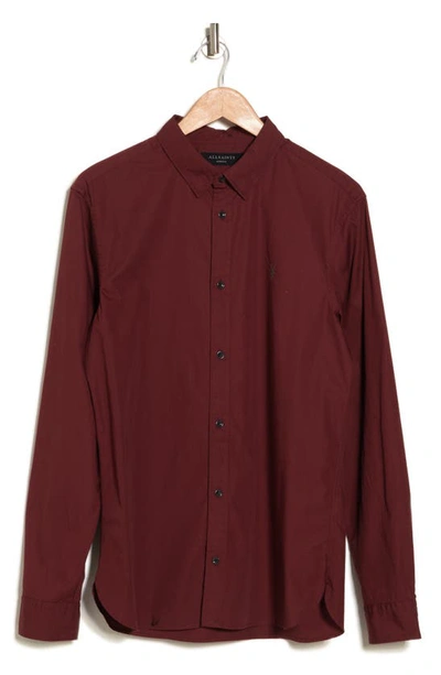 Shop Allsaints Riviera Long Sleeve Shirt In Damson Red