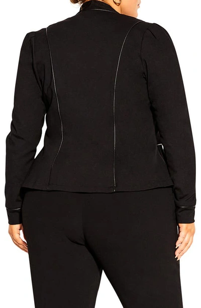 City Chic Trendy Plus Size Piping Praise Jacket In Black