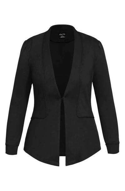 Shop City Chic Piping Praise Ponté Knit Jacket In Black