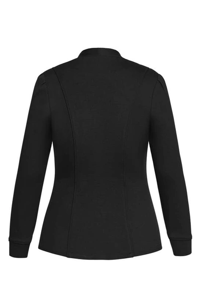 City Chic Trendy Plus Size Piping Praise Jacket In Black
