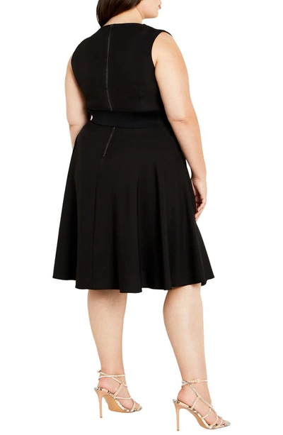 City Chic Veronica Belted Strapless Fit & Flare Dress In Black