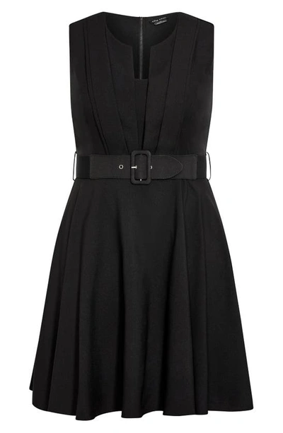 City Chic Veronica Belted Strapless Fit & Flare Dress In Black