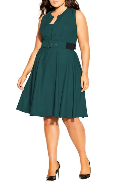 Shop City Chic Veronica Belted Strapless Fit & Flare Dress In Sea Green