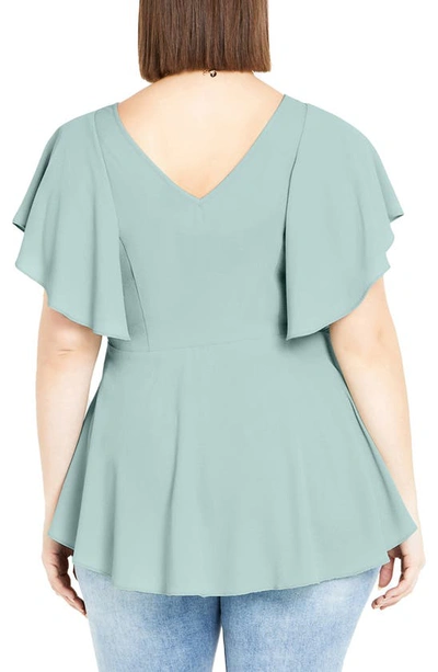 City Chic Trendy Plus Size Romantic Mood Peplum Top In Seafoam