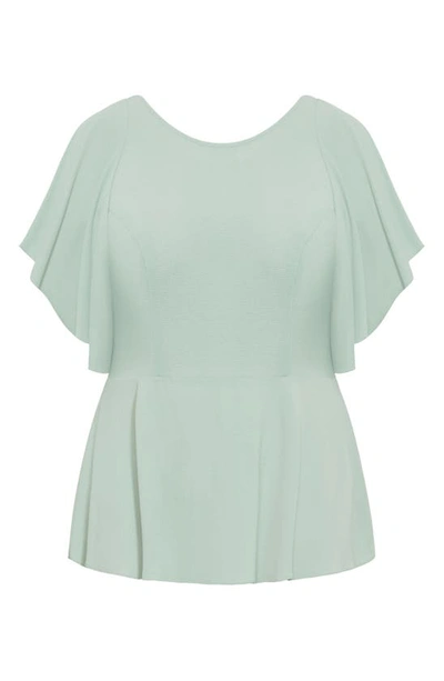 City Chic Trendy Plus Size Romantic Mood Peplum Top In Seafoam