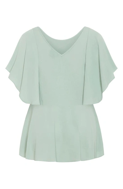 City Chic Trendy Plus Size Romantic Mood Peplum Top In Seafoam
