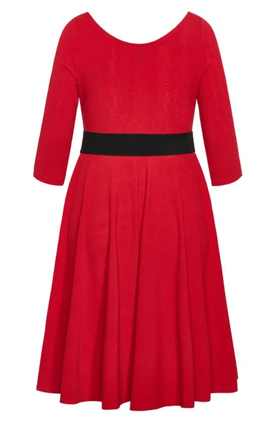 Shop City Chic Belted Fit & Flare Dress In Cherry