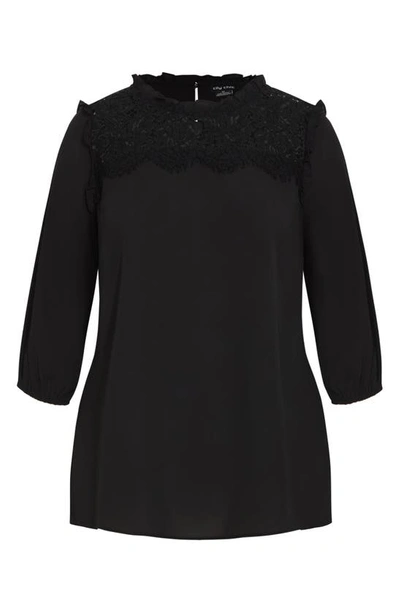 Shop City Chic Angel Lace Top In Black