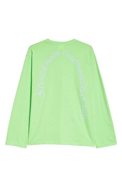 Shop Stockholm Surfboard Club Greg Back Logo Long Sleeve Graphic T-shirt In Flou Green