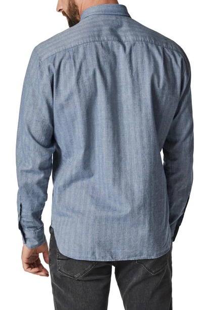 Shop 34 Heritage Cotton Herringbone Button-up Shirt In Blue