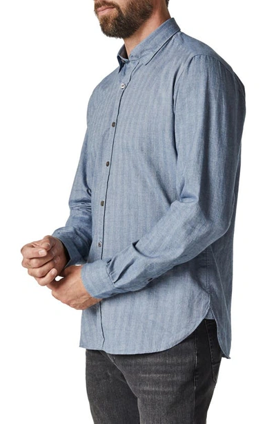 Shop 34 Heritage Cotton Herringbone Button-up Shirt In Blue