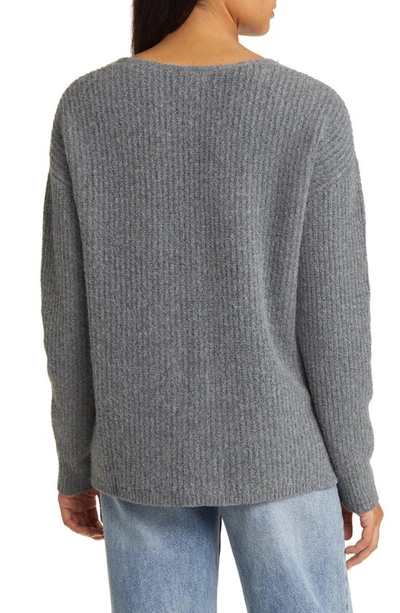 Shop Caslon (r) Directional V-neck Sweater In Grey Dark Heather