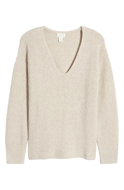 Shop Caslon Directional V-neck Sweater In Tan Doeskin Heather