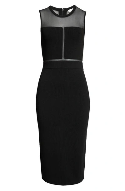 Shop Reiss Lucia Sleeveless Sheer Panel Sheath Dress In Black