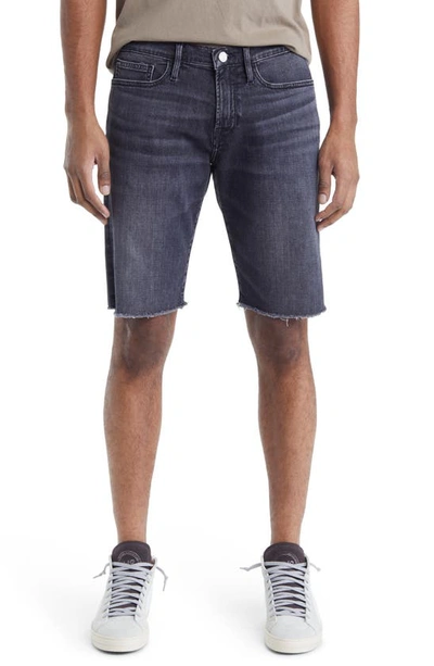 Shop Frame L'homme Cutoff Denim Shorts In Grasmere