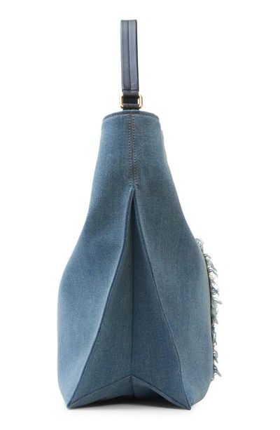 Shop Tom Ford Alix Patchwork Panel Denim Hobo Bag In Blue/ Black