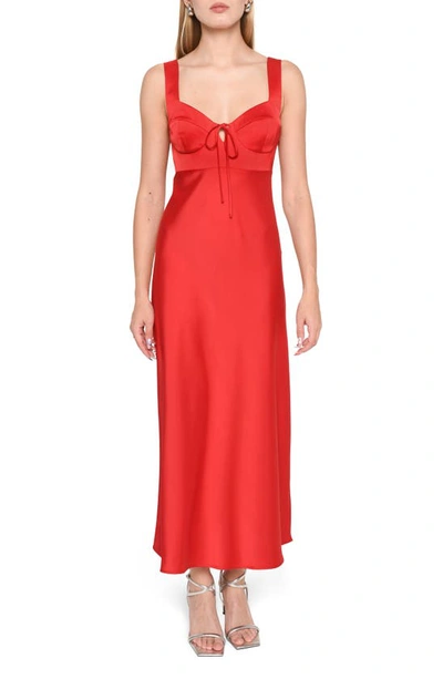 Shop Wayf Siren Satin Midi Dress In Red