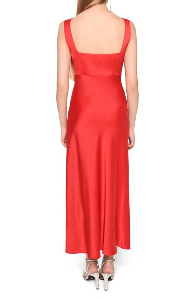 Shop Wayf Siren Satin Midi Dress In Red